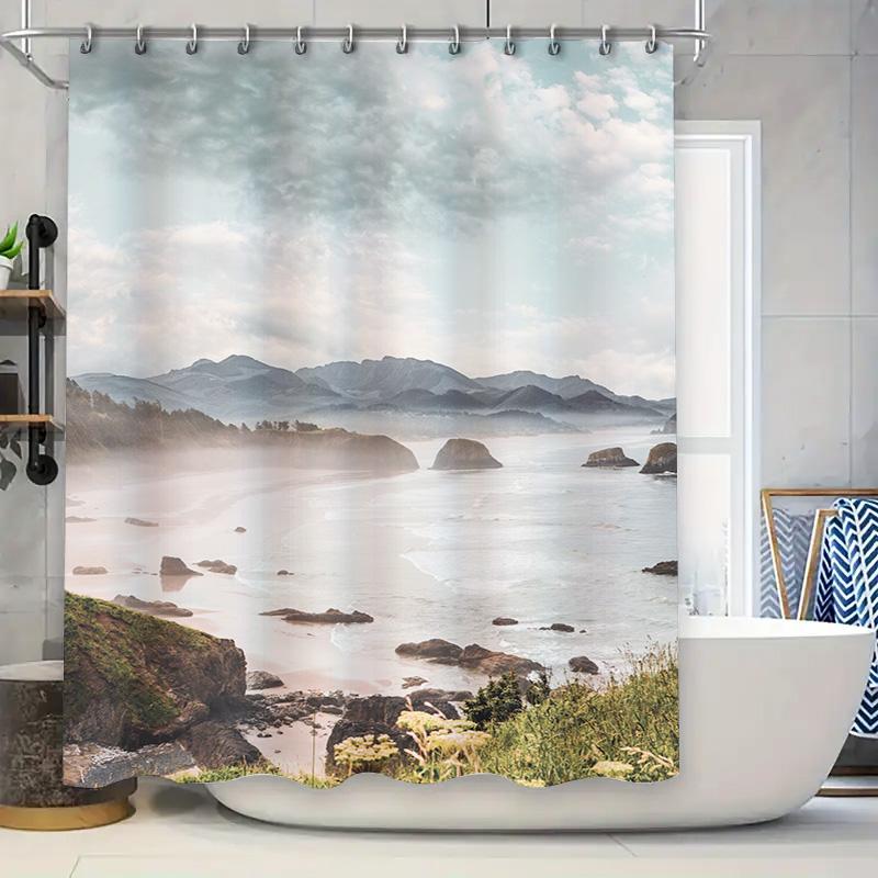 

Plaid Bath Mat Blue White Checkered Shower Curtain for Bathroom Decor 90x180cm