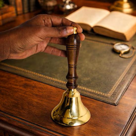 Decorative Brass Bell with Wooden Handle Maritime Nautical Bell Home Accent