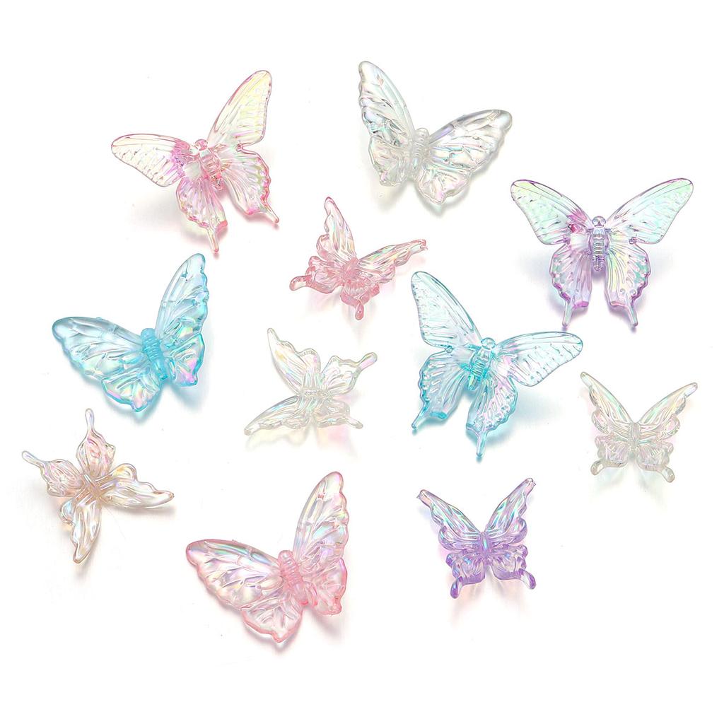 10Pcs Acrylic 3D Butterfly Charms Color Plated Loose Spacer Bead for Jewelry Making Accessories DIY Bracelet Earring Phone Chain