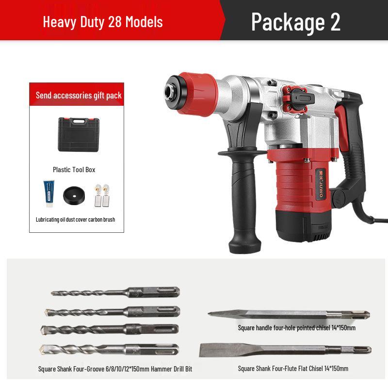 Dual-Use Electric Hammer & Pickaxe: Multi-Function High-Power Impact & Electric Drill for Concrete and Household Use.