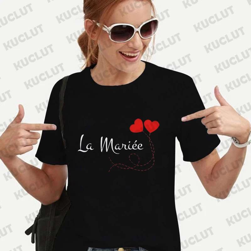 French Women Bridal Wedding Party T-shirt Team EVJF Tops Future Bride To Be Squad Bridesmaid Tees Bachelorette Hen Party Blouses