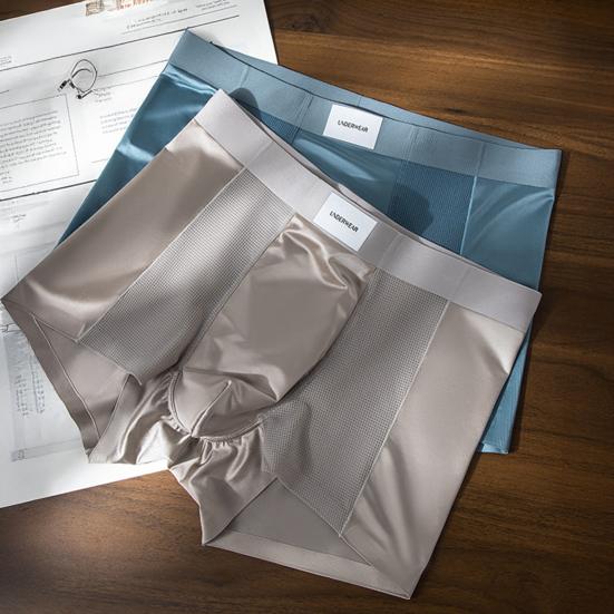 Slip da uomo in seta con design a rete Traspiranti Mutande Monocolore Elastiche per Uso Quotidiano e Biancheria da Notte