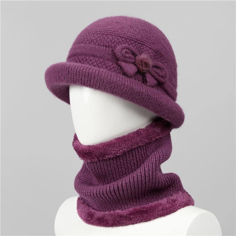 Ji Grandma Hat Warm Rabbit Fur Hat Female Old Lady Mother Hat Fleece Basin Hat