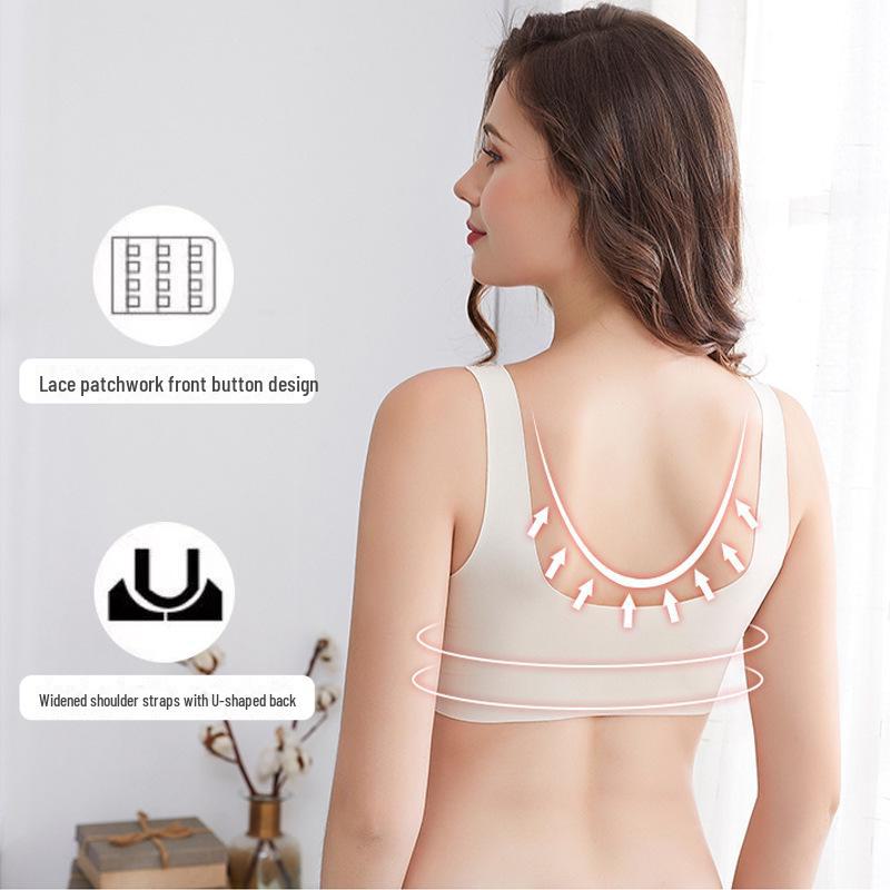 Large Size Front Buckle Lace Seamless Bra - U-Shaped Nursing Comfort Bra Without Steel Ring