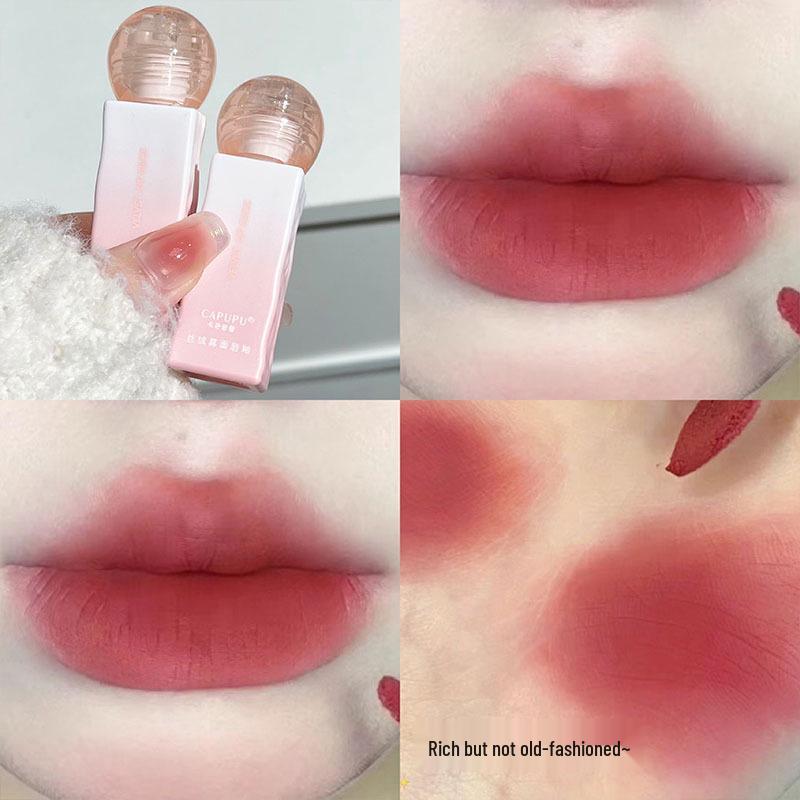 CAPUPU Velvet Matte Nude Lip Glaze - Long-Lasting Lip Mud for Yellow Skin.