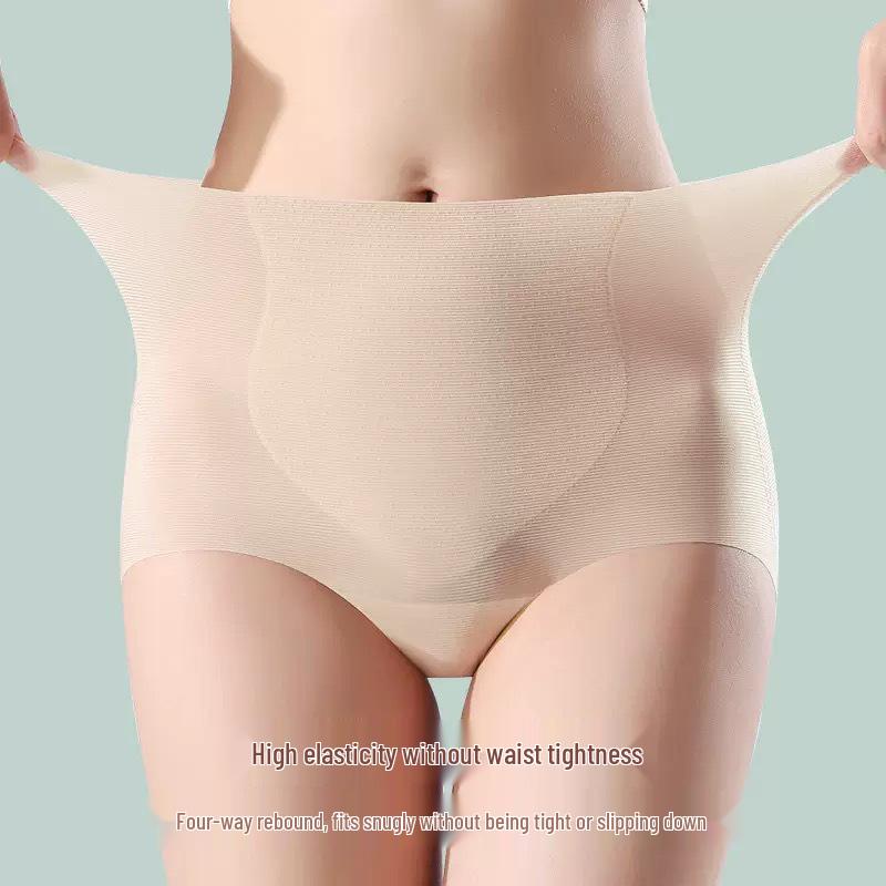 Women's High Waist Seamless Ice Silk Briefs - Ultra-Thin, Breathable, Tummy Control, Hip-Lifting