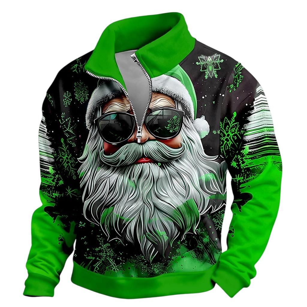 Men's Casual Long Sleeve Full-Zip Sweatshirt with Stand Collar Athletic Top