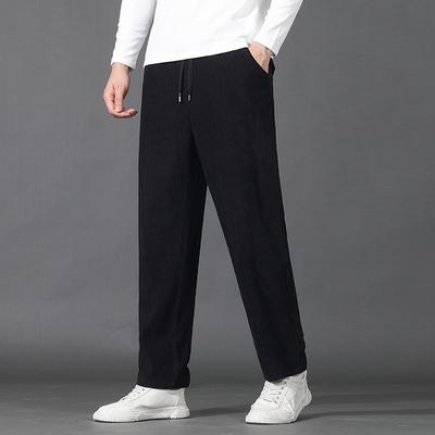 Men's Casual Pants Drawstring Elastic Waist Straight Trousers Autumn and Winter Warm Loose Large Size Men's Models