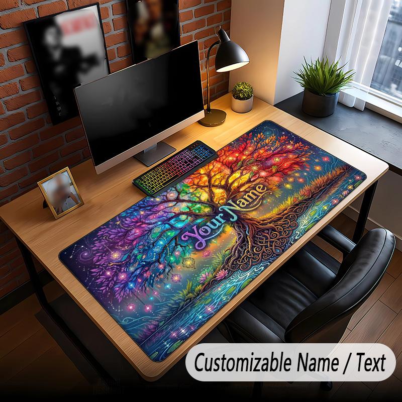 Tree of Life Theme Custom Mouse Pad Personalized With Name Text Customized Desk Mat For Office Home Decor