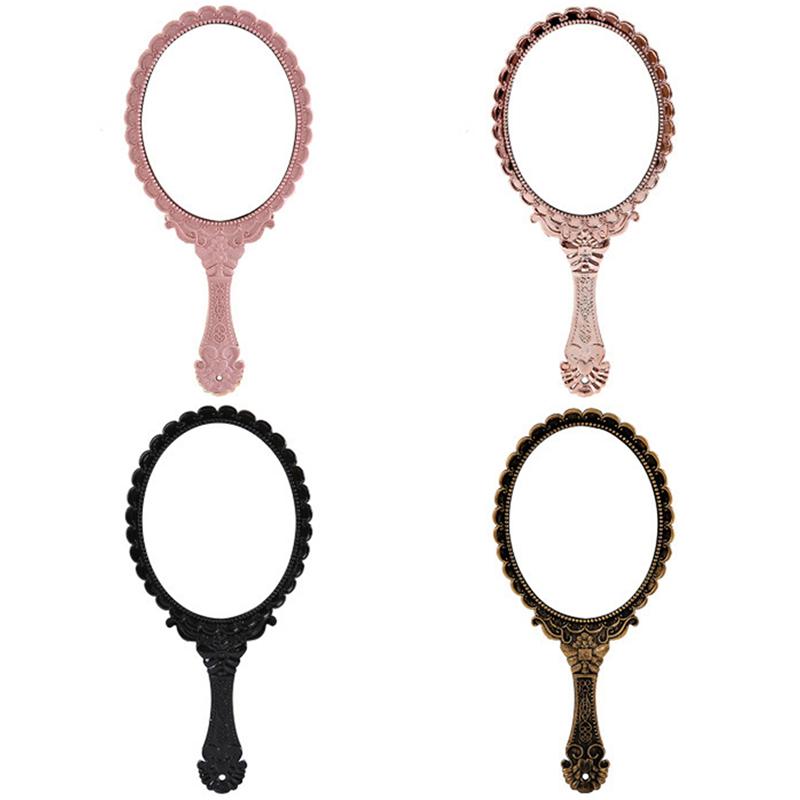 מראה איפור ידנית מגולפת וינטג', מראה קומפקטית לקוסמטיקה