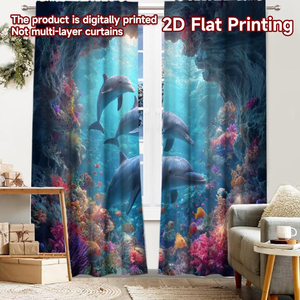 

2pcs, 2D FLAT PRINTING Curtains (Without Rod) Ocean Harmony Popular Curtains&Drapes Festival Durable Polyester Fabric Curtains 52.50 × 116.00 cm 2 pcs