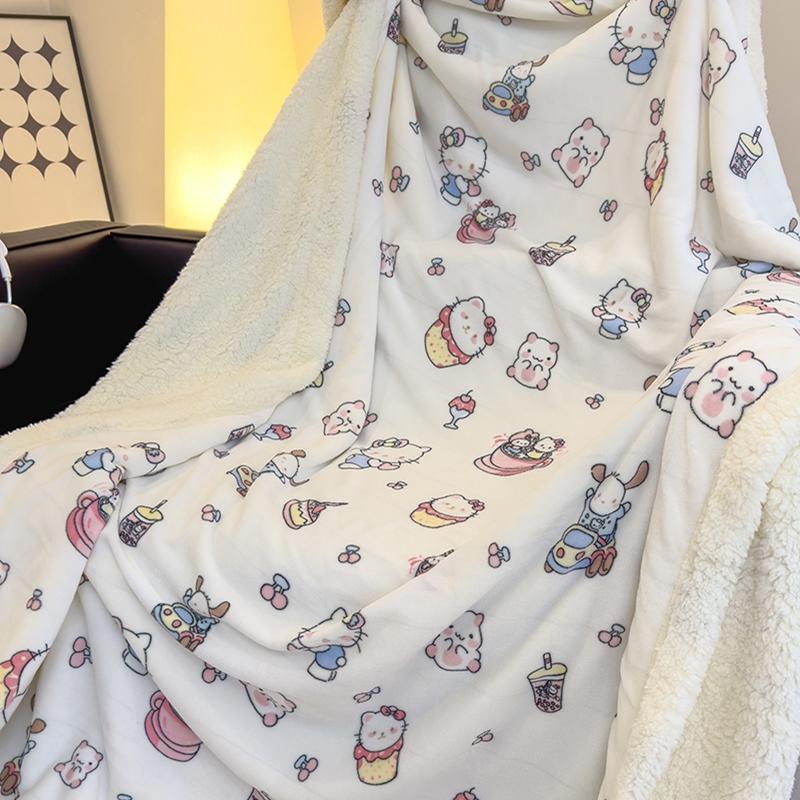 Pink Letter Thickened Throw Blanket Girl Woman Children's Bedroom Warm Soft Sleeping Blanket Queen Fashion Black Bow Blankets