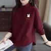 Plus Size Women's Long Sleeve Fleece T-Shirt - Loose & Slimming, Brushed Interior for Autumn/Winter, Half-High Collar, Base Layer.
