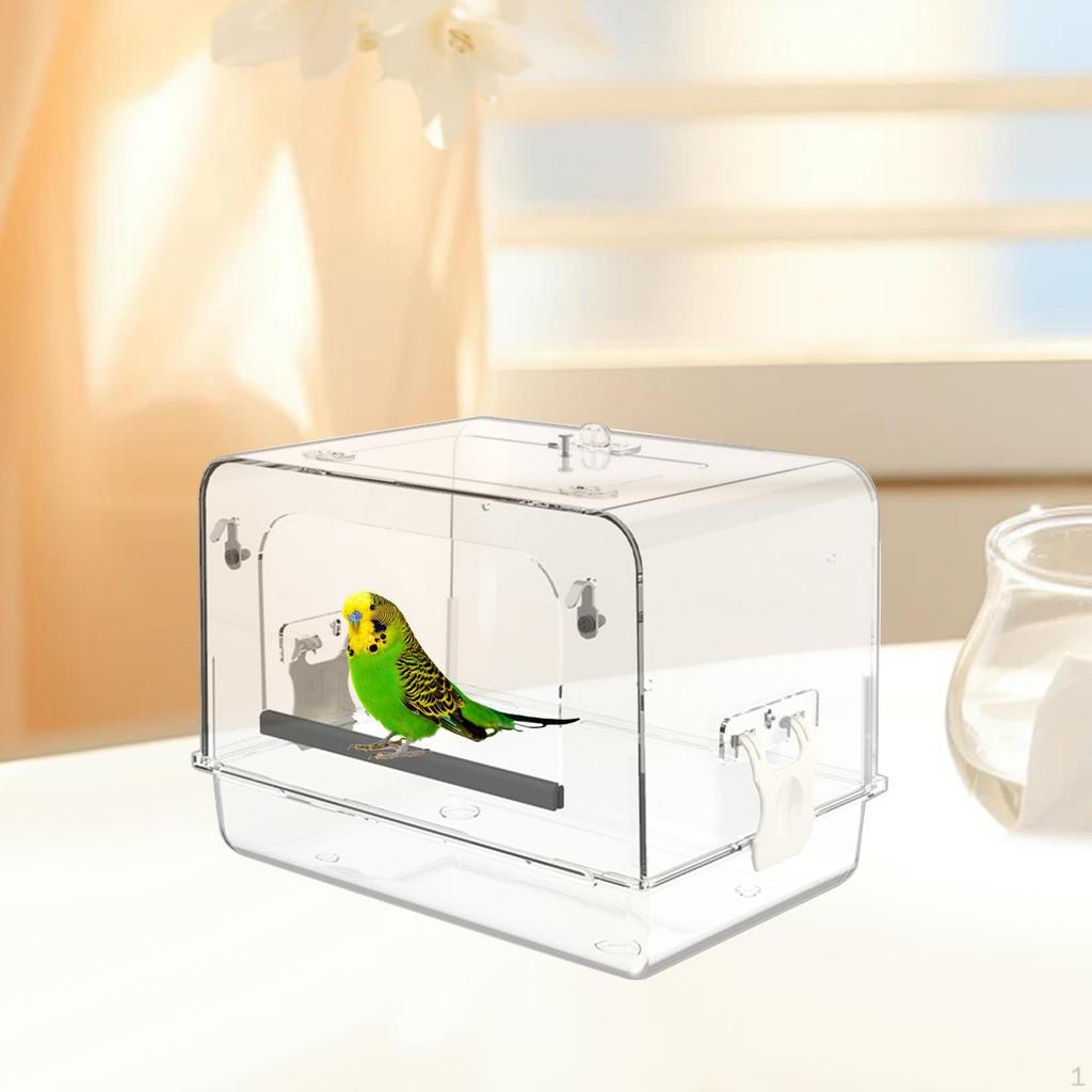 Acrylic Bird Bath for Parrots with Hooks Easy Setup