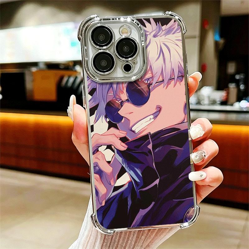 Anime Gojo Satoru JUJUSU Soft Phone Case For iPhone 15 16 17 Air 14 Pro Max 16E Plus 13 12 Mini Plating Anti-Fall Fundas
