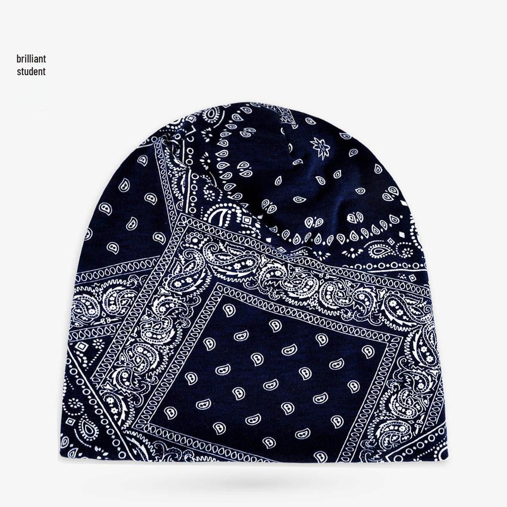 Unisex Paisley Cotton Cuffed Beanie: Spring/Summer Double Layer Stretch for Trendy Street Dance Fashion
