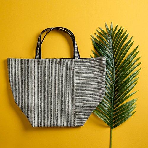 Yellowstone Shoulder Bag Blue Label Stripe Linen Shopper Bag - Yb1001Bk /Black