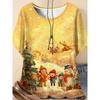 Moda para Mujer Cuello Redondo Manga Corta 3D Casual Estampado a Color Camiseta Casual de Manga Corta con Cuello Redondo