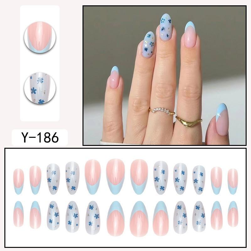 Pre-made Press-On Nails With Gradient Line Design Minimalist INS Style False Nail Tips Women