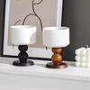 2Pcs Delicate Wood Dessert Bowls Retro Tall Candlestick Stand Vintage Ceramic Goblets  Restaurant