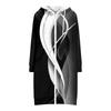 Women's Fashionable Printed  Long Sleeved Drawstring Hooded Zipper Pocket Long Casual Sweatshirt Jacket