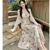 Gentle Wind Suspender Dress Summer Temperament Coffee Break French Floral Niche Design Sense Thin Slim Dress