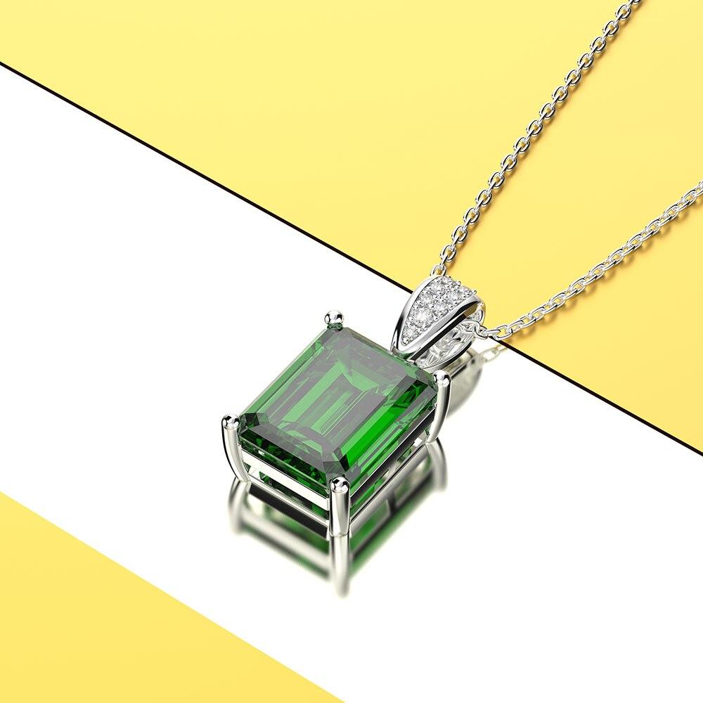 Wong Rain Classic Vintage Sterling Tone Created Moissanite Emerald Gemstone Diamonds Pendant Pendant Necklace Fine JewelryVintage