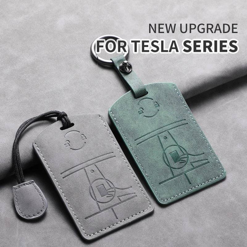 NFC Card Car Key Case Cover Holder Leather Protector Shell for Tesla Model 3 Model Y Energy Inductive Card Anti Fall Key Cover