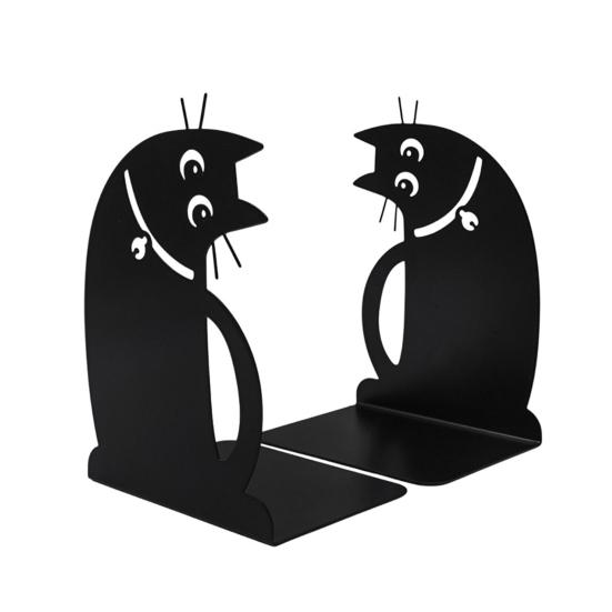 1 Pair Metal Cat Book Ends Cute Cat Bookends for Shelves Decorative Book Support