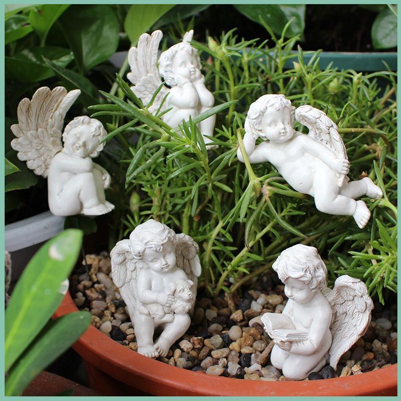 5 Stück/Set Neuer Engel Stecker Garten kleines Mädchen Harz Blume Einsatz Dekoration Mikrolandschaft Garten Statue Ornament