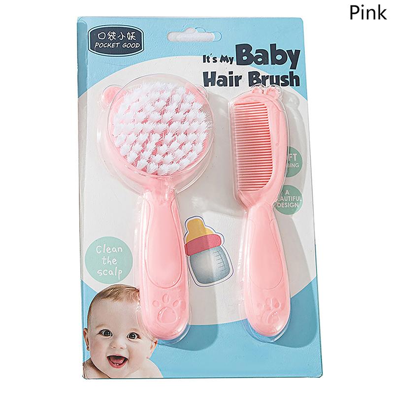 

2Pcs Baby Hairbrush Comb Portable Born Toddlers Nylon Soft Hair Brush Head Massager Comb Set Baby Kid Hair Care Supplies