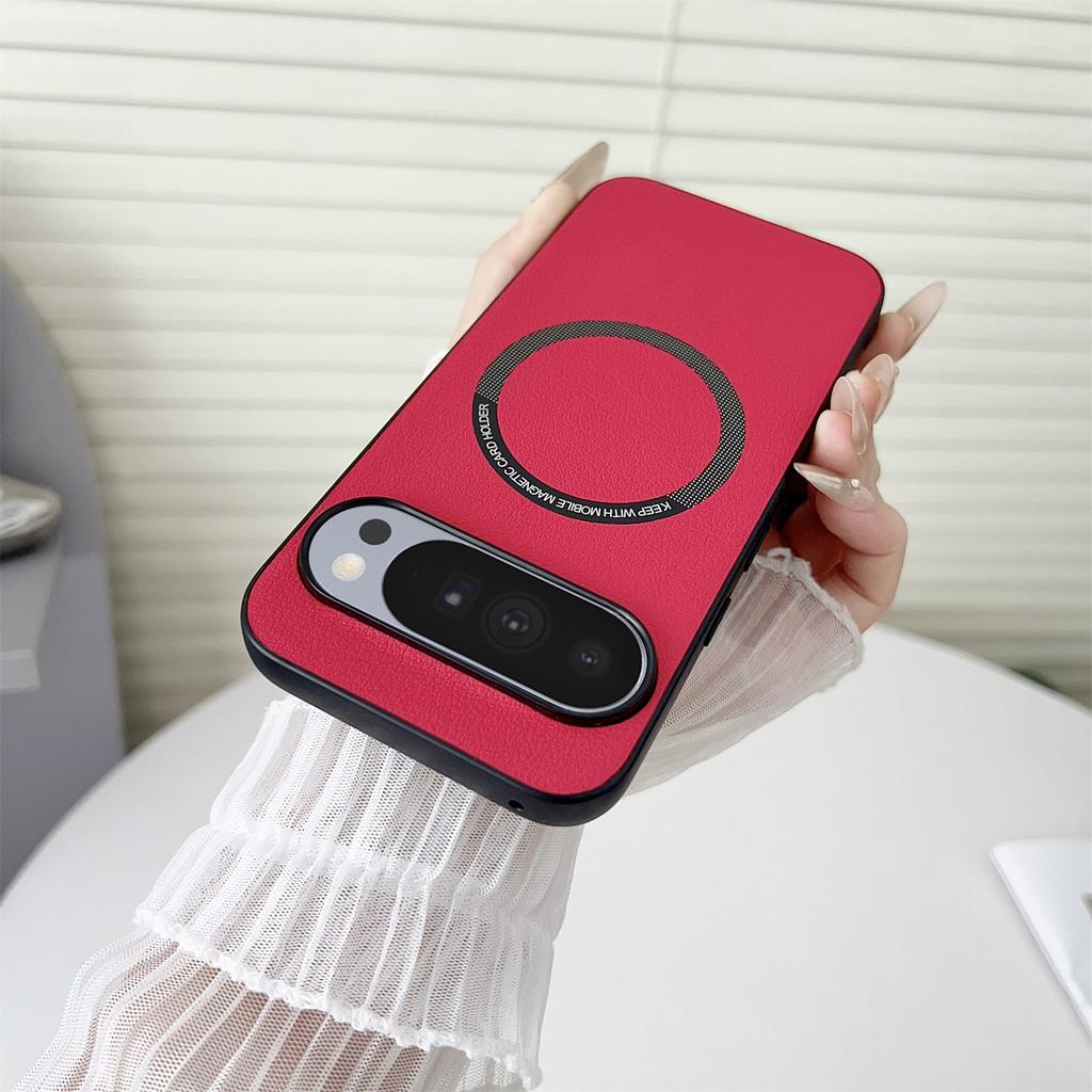 For Google Pixel 10 Pro XL Case Anti-Drop PU Leather+PC Cover Compatible with MagSafe