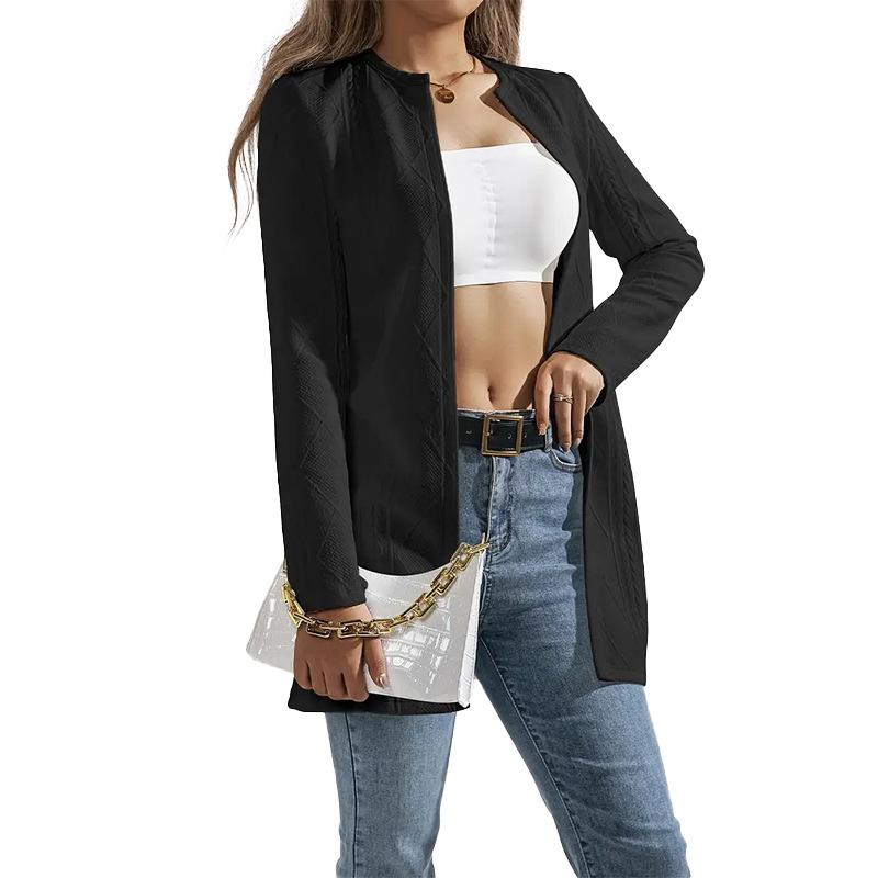 Cardigan da donna a maniche lunghe Giubbotti tinta unita Scollo rotondo Soprabito Cappotti eleganti da donna Capispalla