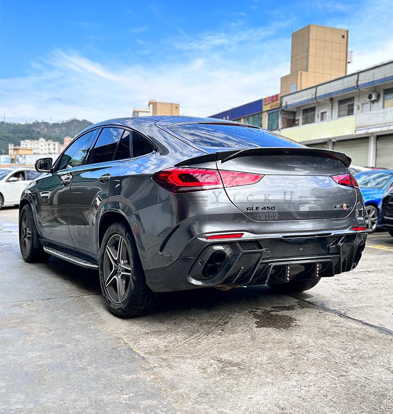 Mercedes GLE Coupe LD Style Carbon Fiber Rear Diffuser with Lights, Four-Outlet Exhaust Tips (2020-2025)