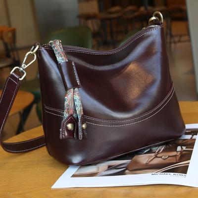 Bolso de mujer de cuero vacuno de primera capa curtido vegetal, bolso de hombro de mujer, bolso cubo práctico y moderno con múltiples compartimentos y gran capacidad
