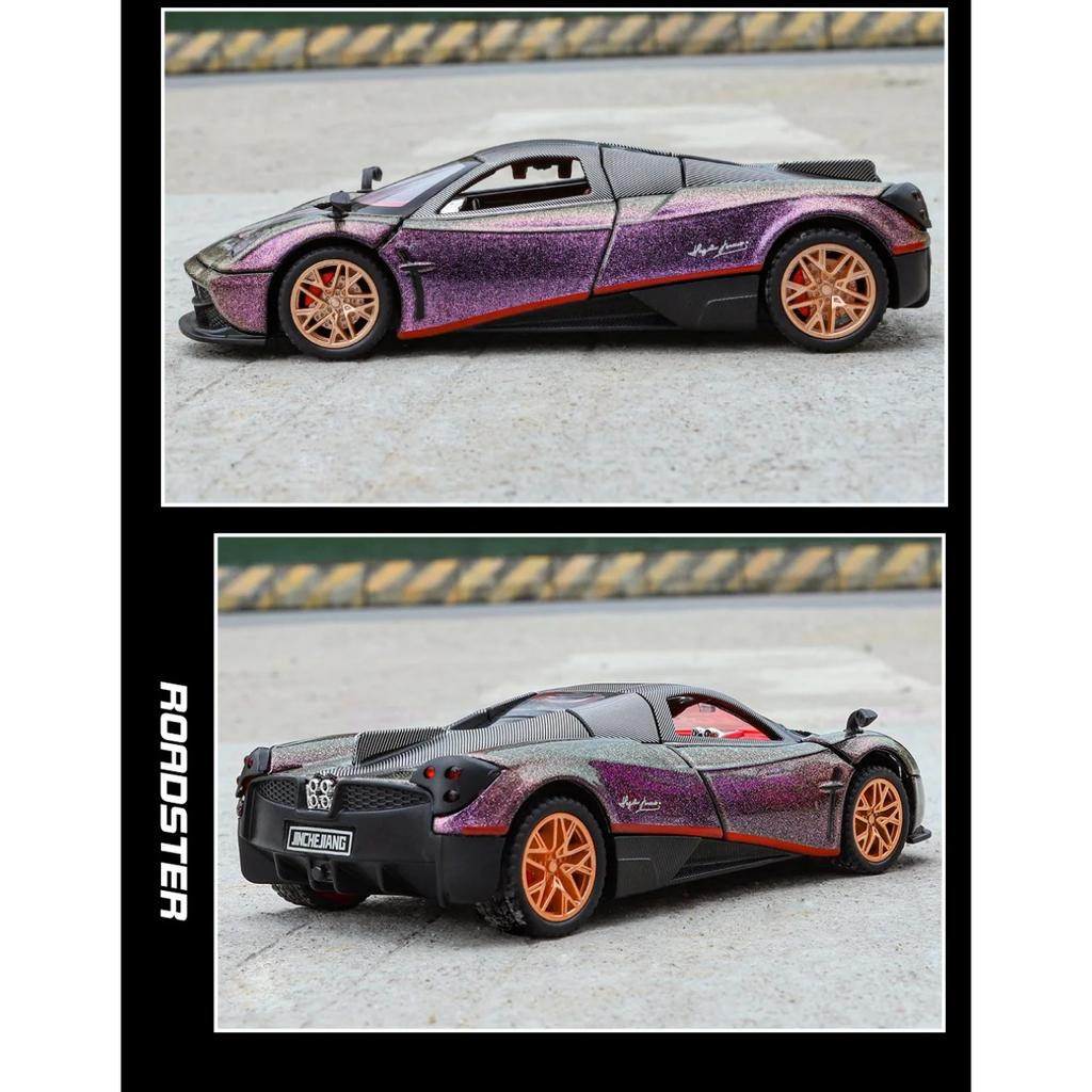 1/32 Pagani Huayra BC Supercar Alloy Muscle Car Model Sound and Light Pull Back Children's Toy Collectibles Birthday Gift