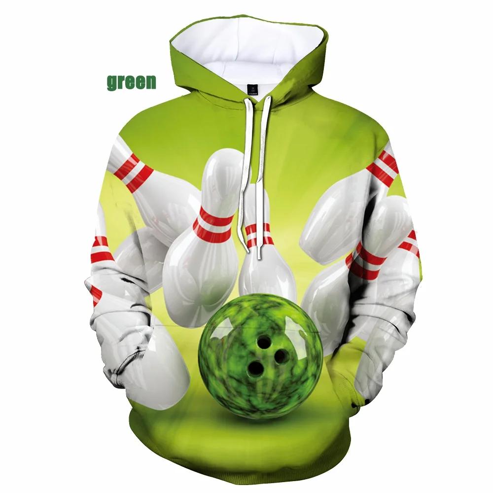 Bowlingová koule Mikina Pánské/dámské 3D potisk Mikiny s kapucí Podzimní Mikina s dlouhým rukávem Dětské mikiny pro volný čas Pánské Mikiny Mikina