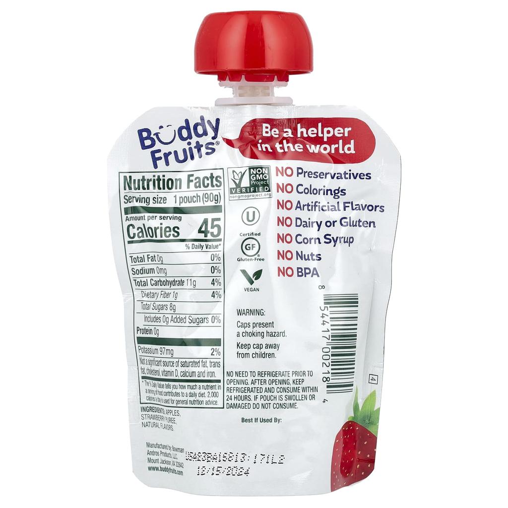 Buddy Fruits, Fruit Mix, Strawberries & Apples, 3.2 oz (90 g)