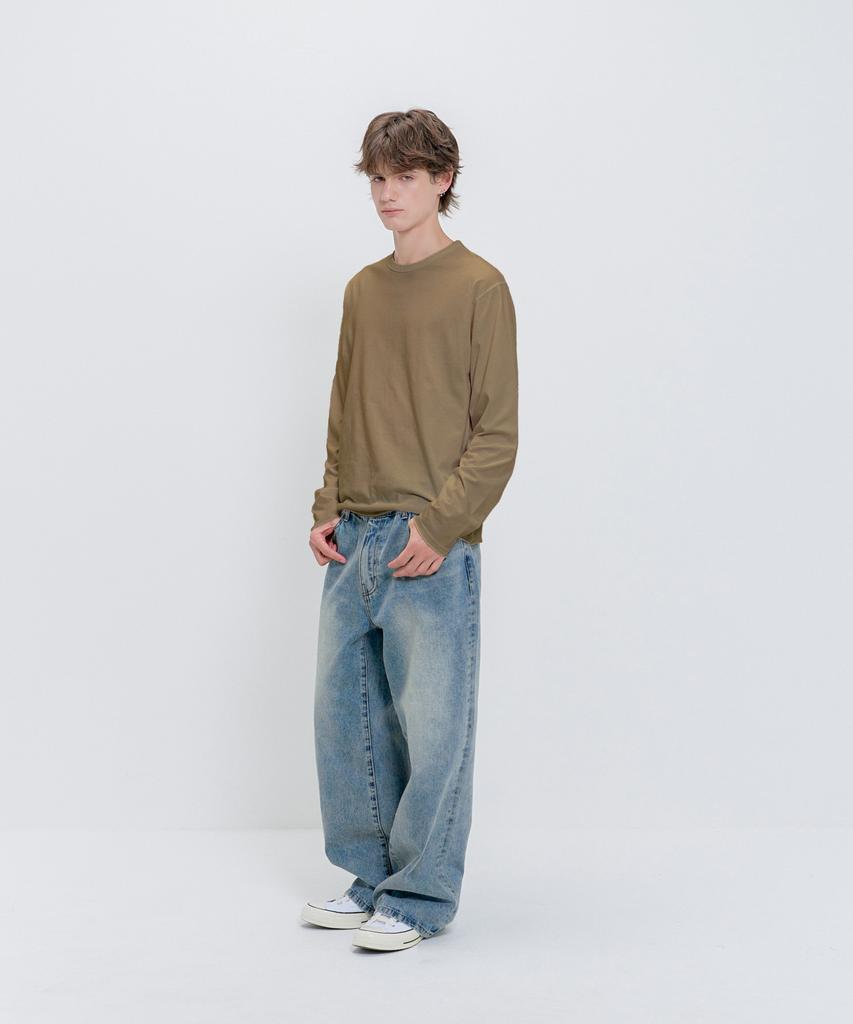 PSSHOPPER Layered Inner Cropped Long Sleeve T-Shirt [Vintage Brown]