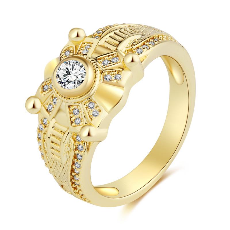 Goldener Ehering für Männer Breite Version Dominant Business Mikro-eingelegter Simulations-Siegelring Schmuck Verlobung Liebesring