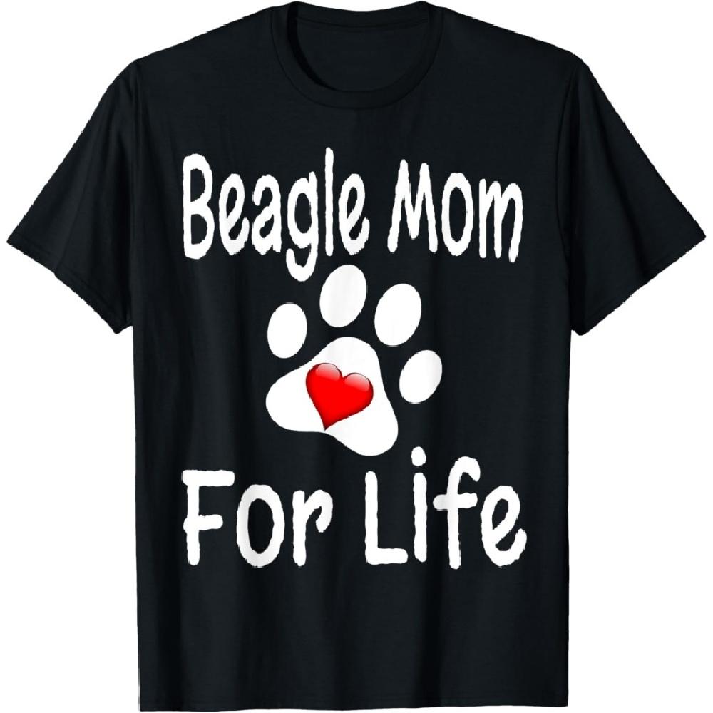 

Beagle Mom For Life Dog Lover Mother Puppy Owner Humor Heart T-Shirt S