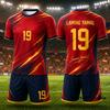 2 PEÇAS Conjuntos Crianças Treino Fãs da Espanha Yamal Nº 19 Estampado Camiseta+Calções Conjuntos Traje Camisa de Futebol Roupas Esportivas para Crianças