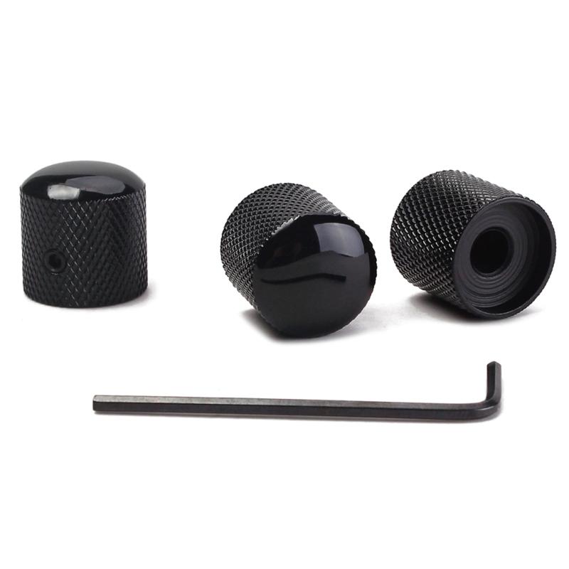 3 Pcs Electric Guitar Bass Effect Knob Volume Tone Control Knob Potentiometer Cap Metal Dome Knobs Replacement Parts