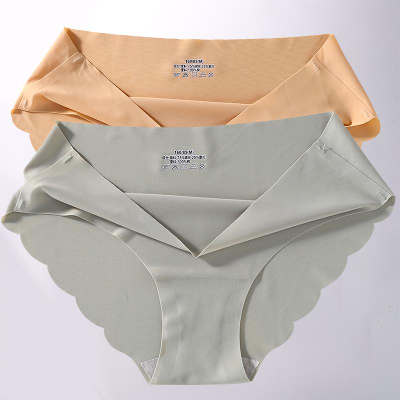 2 Stück/Set M-XL Nahtlose Eis-Seide Sexy Damen Slips Pantys 7 Unifarben Atmungsaktive Pantys Unterwäsche Für Mädchen Dessous