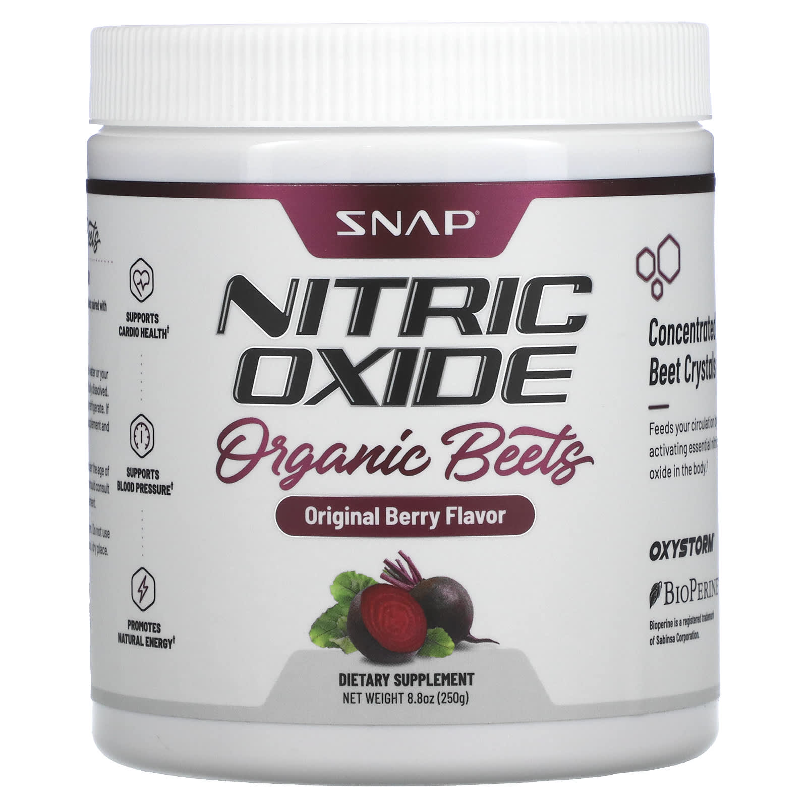 

Snap Supplements, Nitric Oxide, Organic Beet, Original Berry, 8.8 oz (250 g)
