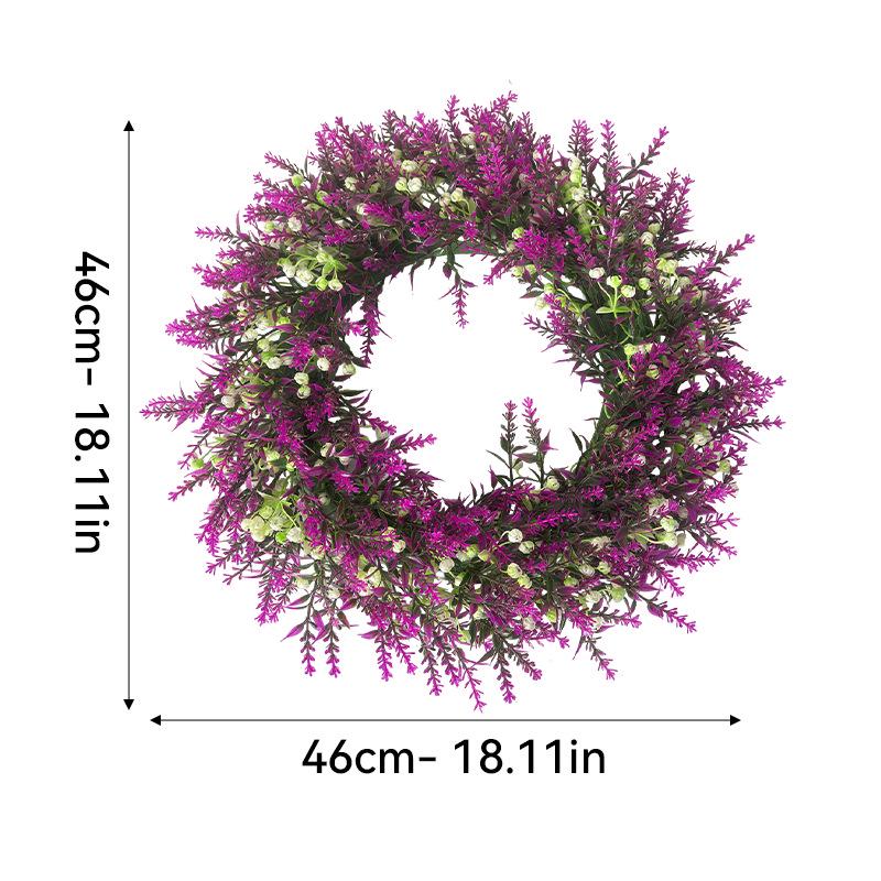 Simulated Lavender & Spring Grass Door Wreath - Home & Window Decoration with Faux Flowers
