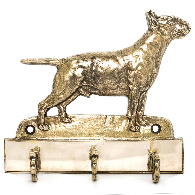 Bulterier, Bull Terrier - Wieszak Na Klucze Z Psem, Mosiężny Uchwyt Na Psie Akcesoria, Elegancka Ozdoba Do Korytarza Marki Art-Dog