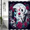 Halloween Scary Doll Rosebud Flower Shower Curtain, Bathroom Decorative Shower Curtain, Waterproof Shower Curtain with Hooks