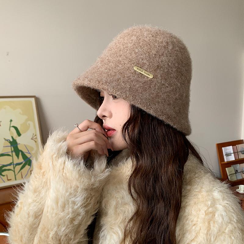 Women Winter Reversible Bucket Hat Warm Vintage Fisherman Cap Japanese Cute Girls Casual Outdoor Sports Fisherman Cap