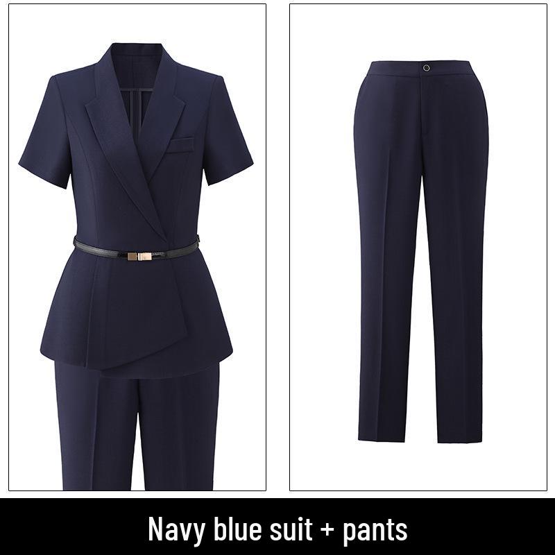 Women's High-End British Style Summer Suit Set - Professional Workwear for Sales Managers